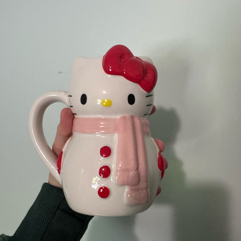 Hello Kitty Ceramic Mug snowman red and pink